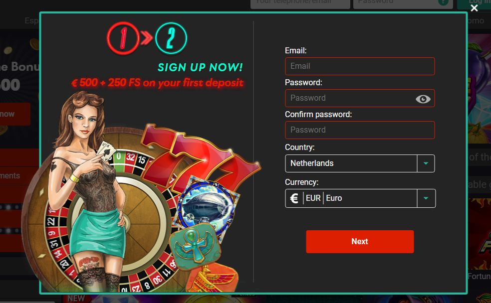 Inscription sur le site Pin Up
